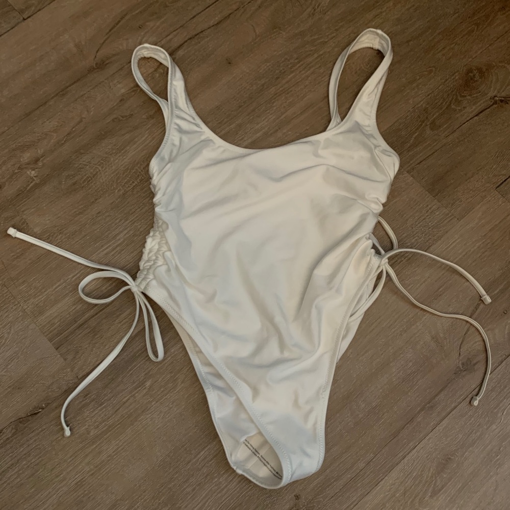 White one piece bathing suit